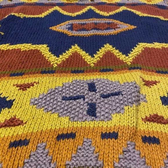 Chicos Design Hand Knitted Womens Sweater Size M Colorful Ugly Boho Aztec - Picture 1 of 8